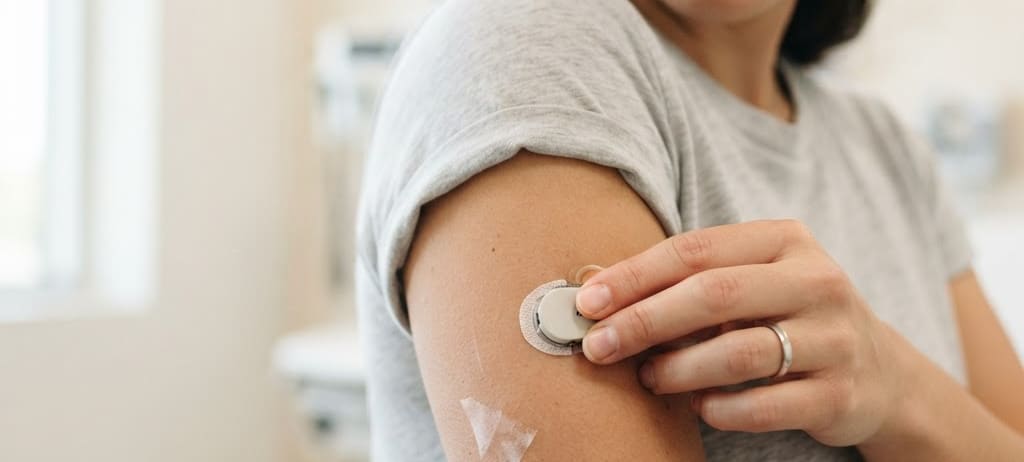 A sensor being applied to the upper arm