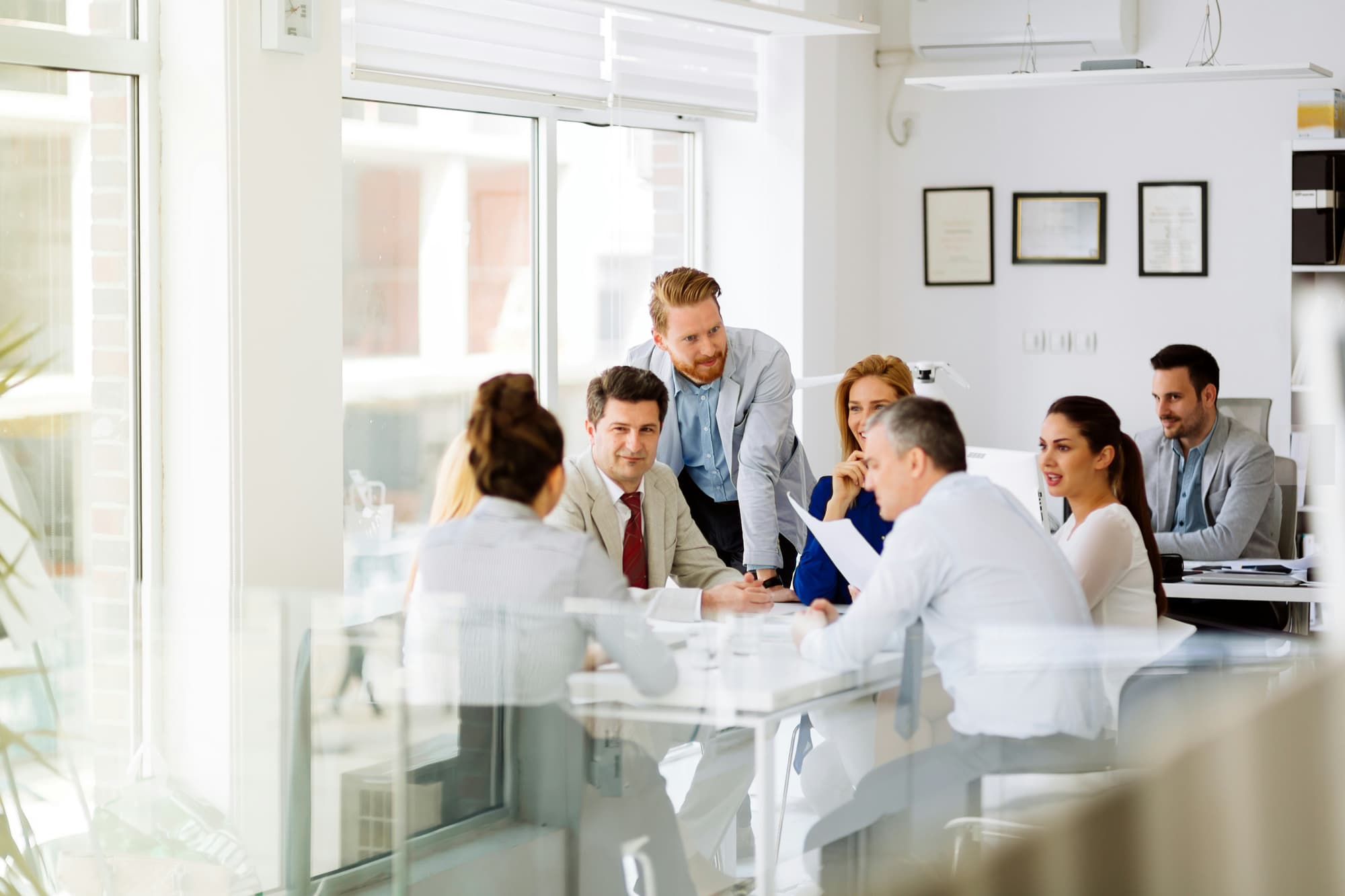 Healthcare professionals meeting around a table